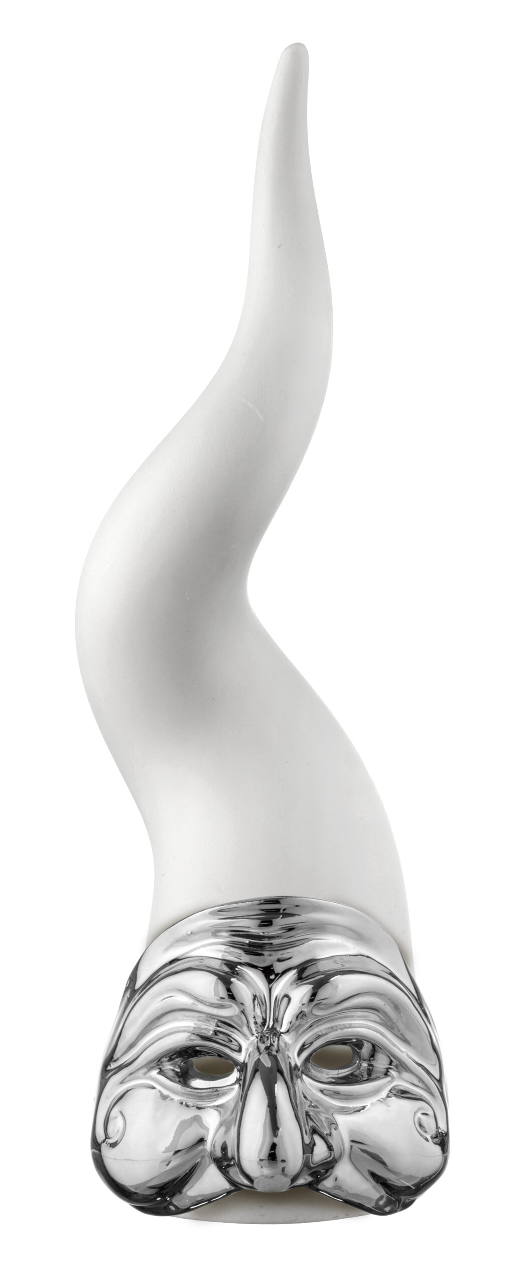 Corno pulcinella bianco/argento - H.21 cm - Bongelli